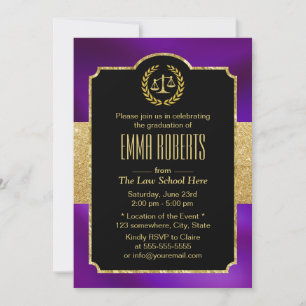 Law School Graduation Gold & Purple Future Lawyer Invitation
