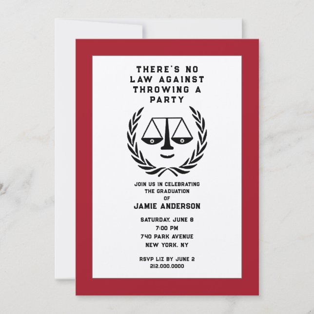 Law School Graduation Invitation (Front)