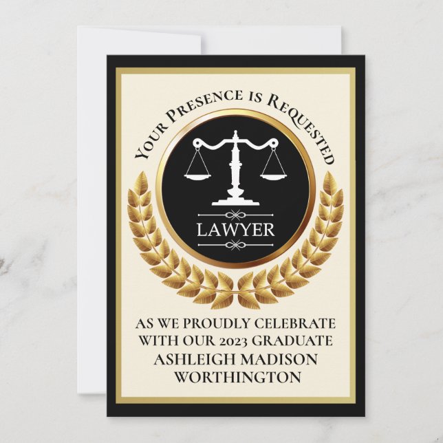 Law School Graduation Invitation (Front)