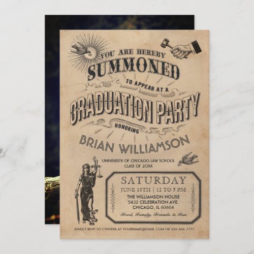 Law School Graduation Invitation Retro