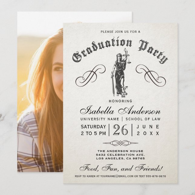 Law School Graduation Invitations (Front/Back)