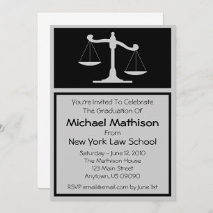 Law School Graduation Invite Black Justice Scales