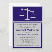 Law School Graduation Invite (Blue Justice Scales) (Front/Back)