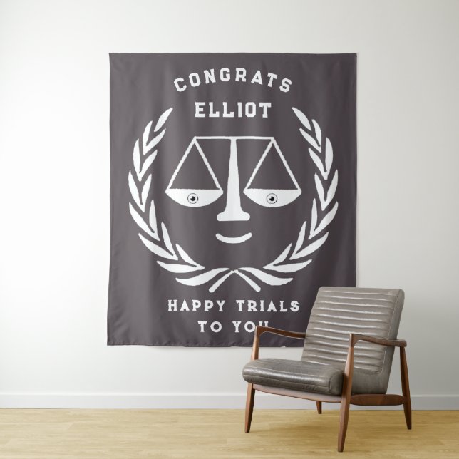 Law School Graduation Lawyer Congrats Banner Tapes Tapestry (In Situ)