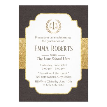Law School Graduation Modern Brown & Gold Lawyer Invitation Law School Graduation Modern Brown & Gold Lawyer Invitation