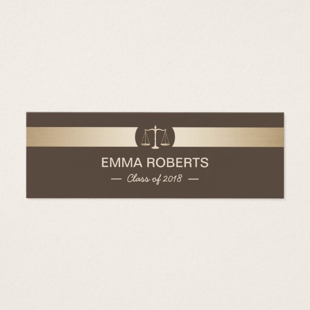 Law School Graduation Name Tag Brown & Gold Insert