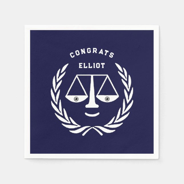 Law School Graduation Navy Blue Napkins (Front)