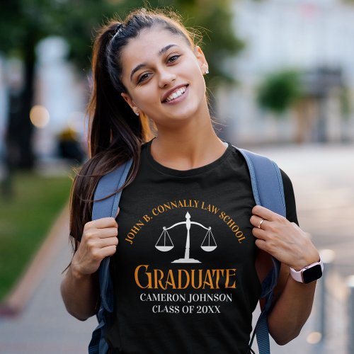 Law School Graduation Orange Black Womens T_Shirt