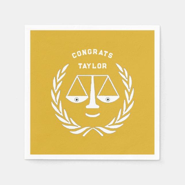 Law School Graduation Party Gold Napkins (Front)