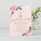 Law School Graduation Party Hot Pink Floral Invitation (Standing Front)