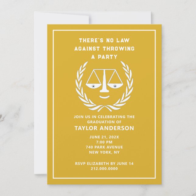 Law School Graduation Party Invitation (Front)