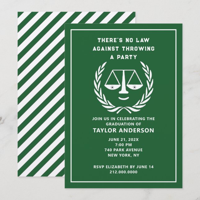 Law School Graduation Party Invitation (Front/Back)
