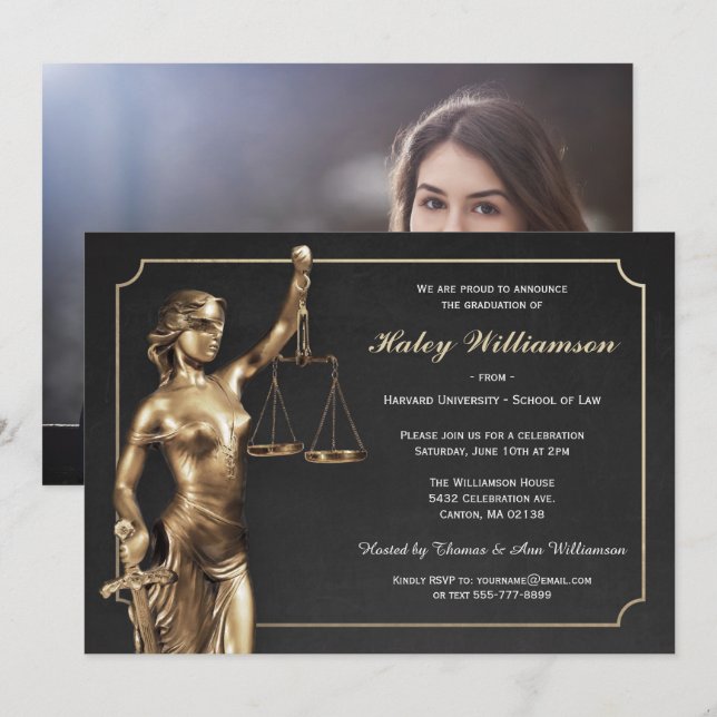 Law School Graduation Party Invitation (Front/Back)