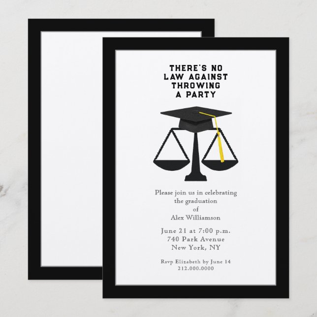 Law School Graduation Party Invitation (Front/Back)