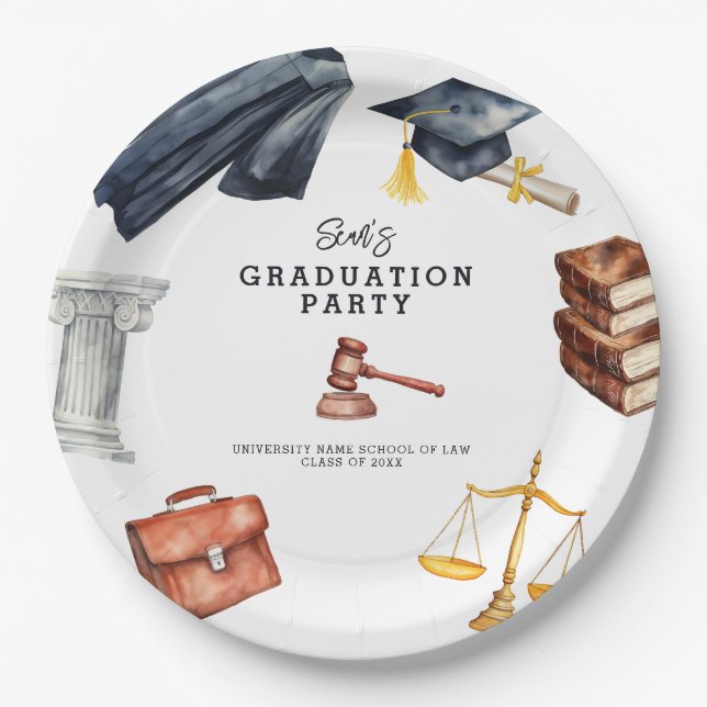 Law School Graduation Party Paper Plates (Front)