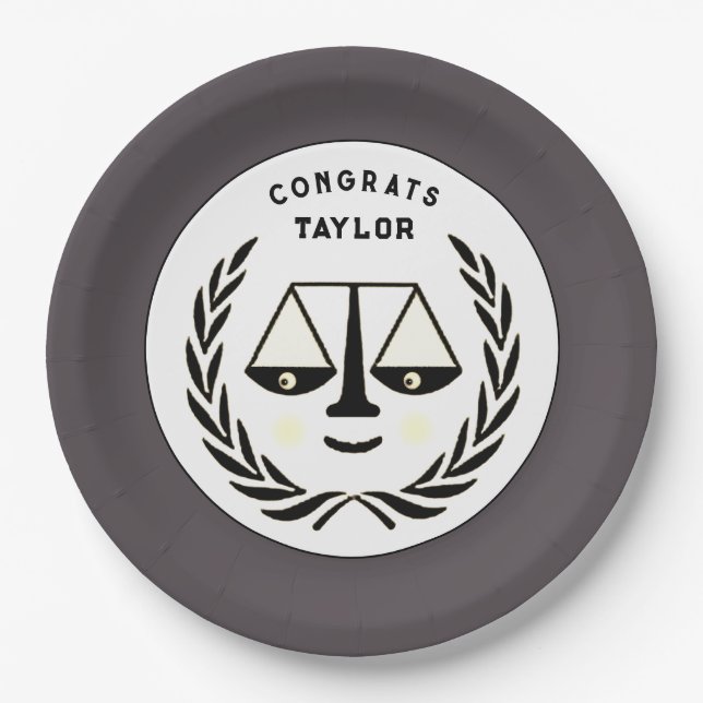 Law School Graduation Party Paper Plates (Front)