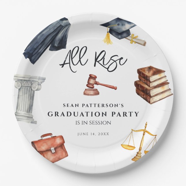 Law School Graduation Party Paper Plates (Front)