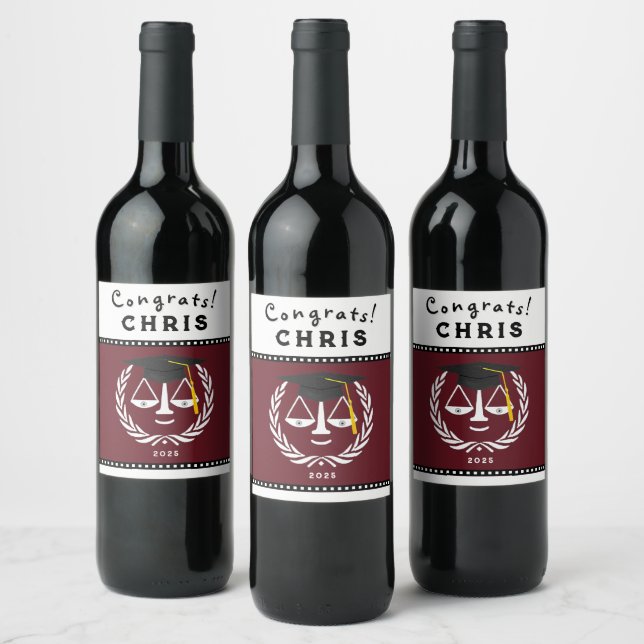 Law School Graduation Party Wine Label (Bottles)