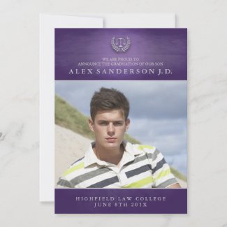 Law School Graduation Photo Announcement | Purple