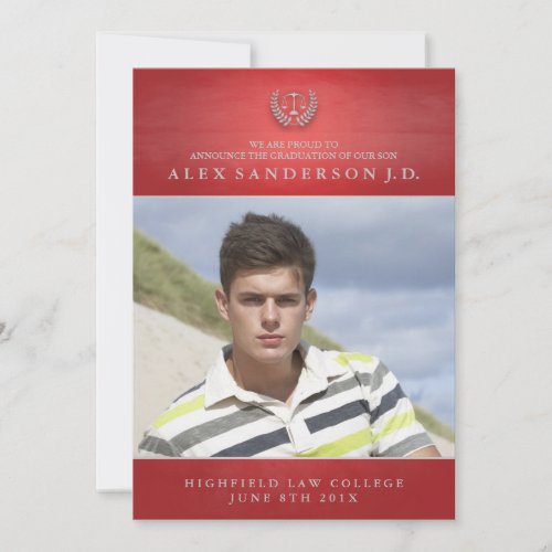 Law School Graduation Photo Card  Red