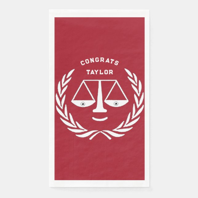 Law School Graduation Red Paper Guest Towels (Front)