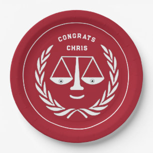 Law School Graduation Red Paper Plates