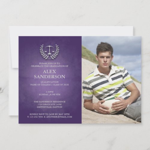 Law School Graduation with Laurel Wreath  Scales Invitation