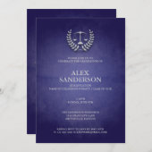 Law School Graduation with Laurel Wreath & Scales Invitation (Front/Back)