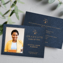 Law school graduation year navy photo Announcement