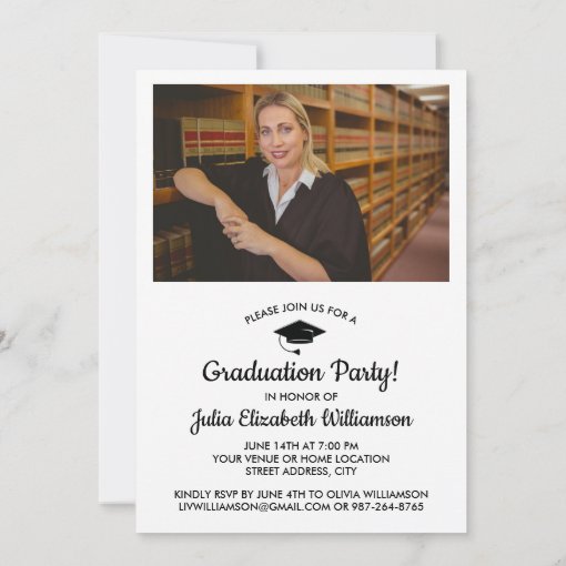 Law School Hats Off Grad Photo Graduation Party Invitation Zazzle