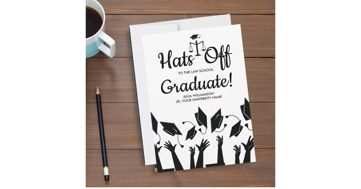 Law School Hats Off Grad Photo Graduation Party Invitation Zazzle