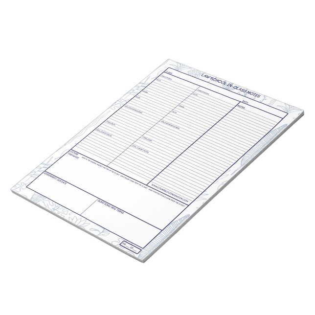 Law School in class notebook paper Notepad (Angled)
