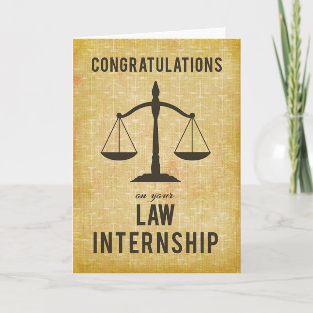 Law School Internship Congratulations Scale of Jus Card (Front)