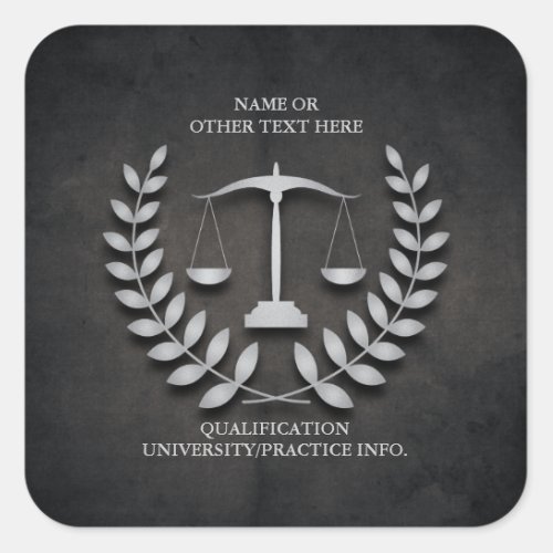 Law School  Justice Scales and Laurel Wreath Square Sticker