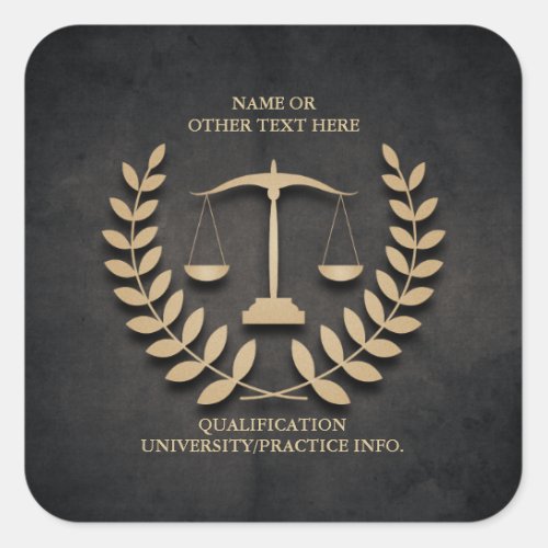 Law School  Justice Scales and Laurel Wreath Square Sticker