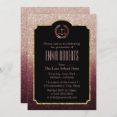 Law School Lawyer Graduation Rose Gold Ombre Invitation (Front/Back)