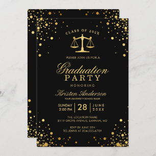 Law School Logo Graduate Graduation Party Invitation