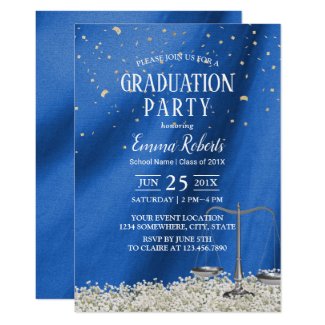 Law School Navy Blue Future Lawyer Graduation Invitation
