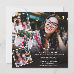 Law School Photo Collage Graduation Square Invitation
