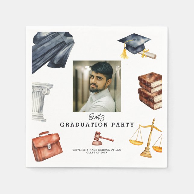 Law School Photo Graduation Party Napkins (Front)