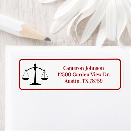 Law School Red Black Lawyer Return Address Label