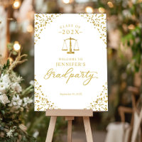  Law School White Gold Grad Party Welcome Sign