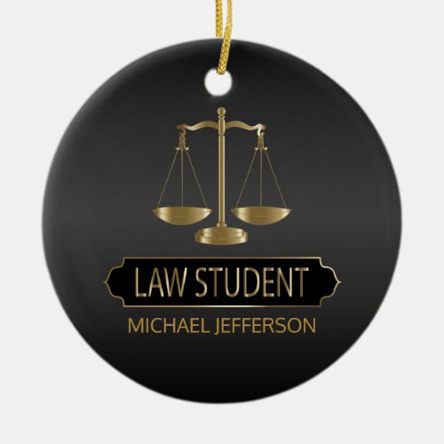 Law Student  _ Black and Gold Ceramic Ornament