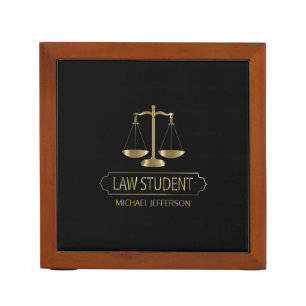 Law Student - Black and Gold Desk Organizer