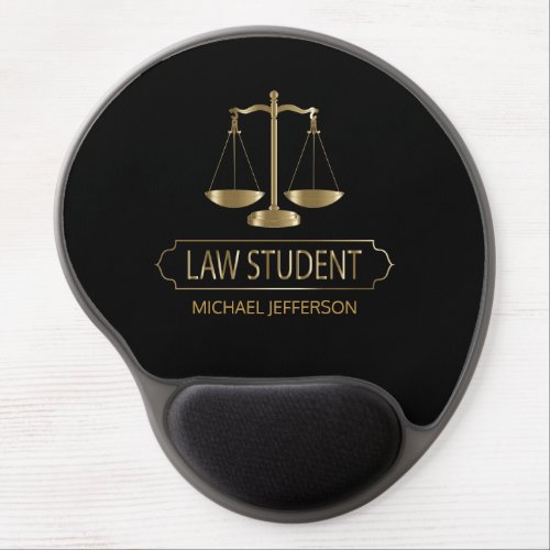 Law Student _ Black and Gold Gel Mouse Pad