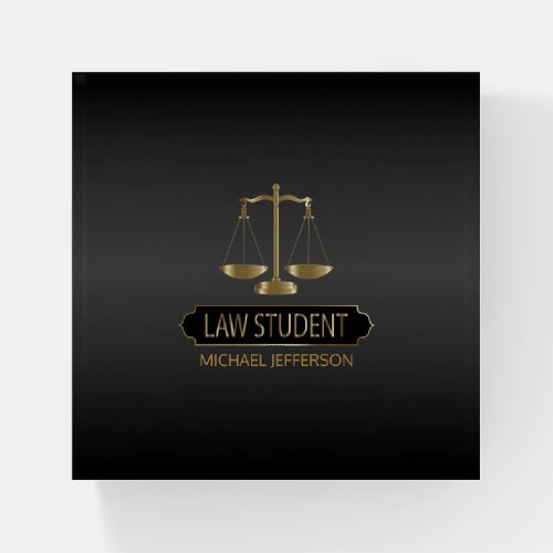 Law Student _ Black and Gold Paperweight