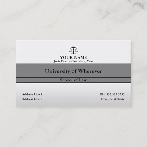 Customizable law student business card templates