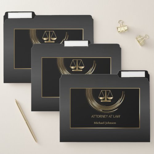 Law Symbol Logo _ Black and Gold File Folder