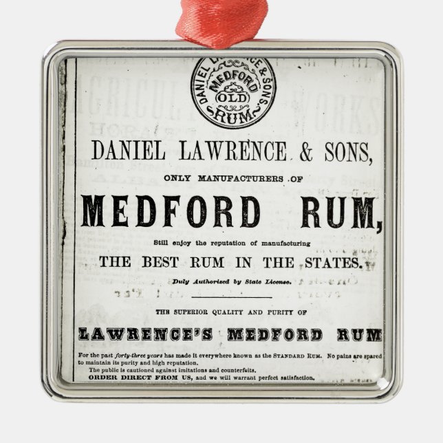 Lawerence's Medford Rum Metal Ornament (Front)