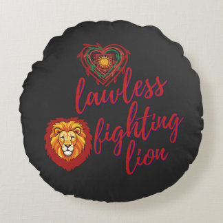 Lawless fighting lion round pillow